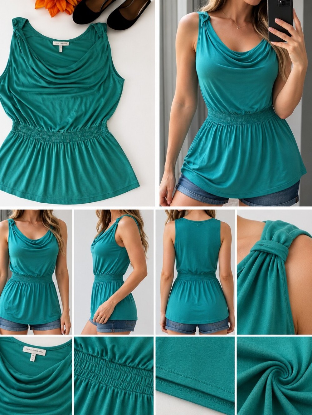 FRENCH CONNECTION GREEN TOP Elastic Waist 💚